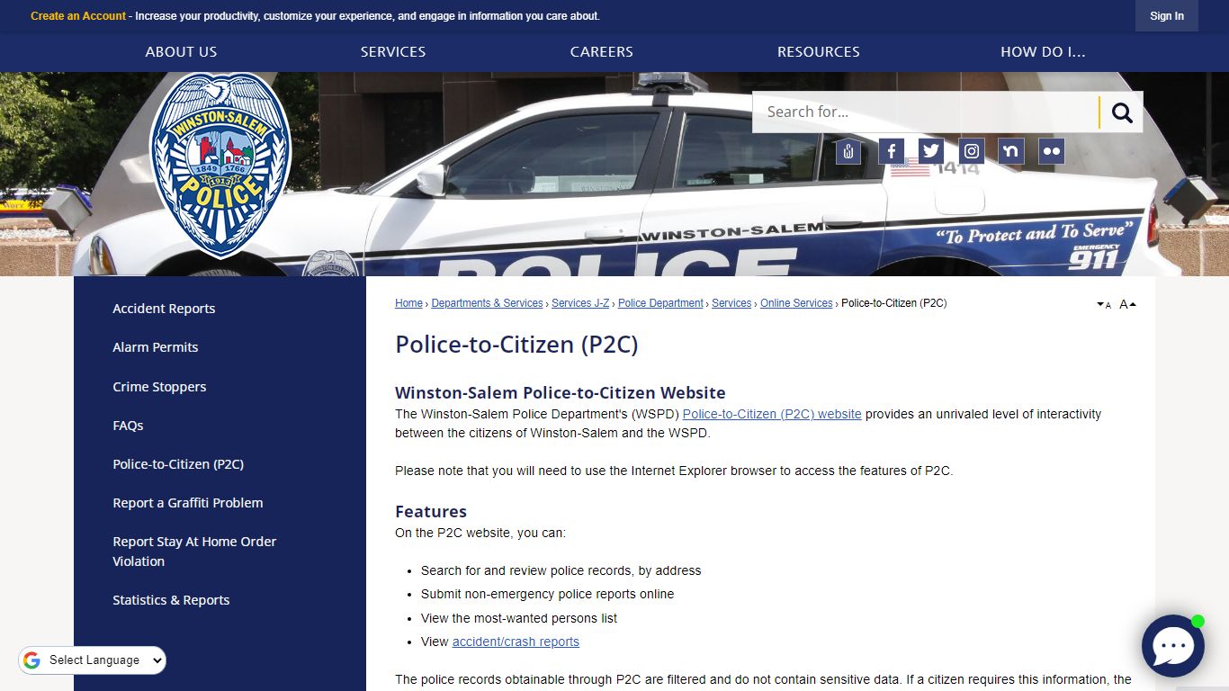Police-to-Citizen (P2C) | City of Winston-Salem, NC